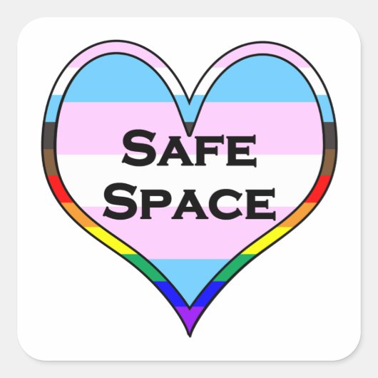 Trans Safe Space Heart Vierkante Sticker (Voorkant)