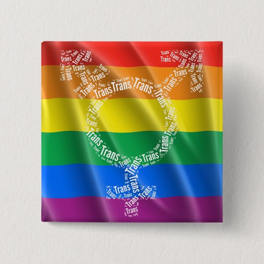 TRANS SYMBOL PATTERN WHITE -.png Vierkante Button 5,1 Cm (Voorkant)