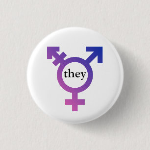 Trans-symbool met voorkeursvoornaamwoord THERA Ronde Button 3,2 Cm