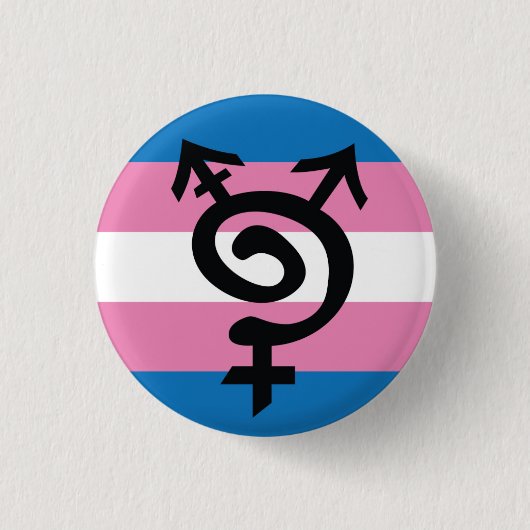 Trans*-symbool Ronde Button 3,2 Cm (Voorkant)