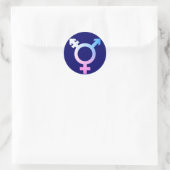 Trans* symbool roze/blauw/wit ronde sticker (Tas)