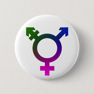 Trans* Symboolroze/blauw/groen Ronde Button 5,7 Cm