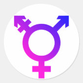 Trans* Symboolroze/blauw Ronde Sticker (Voorkant)