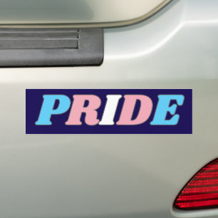 Trans trots transgender vlag kleuren typografie bumpersticker
