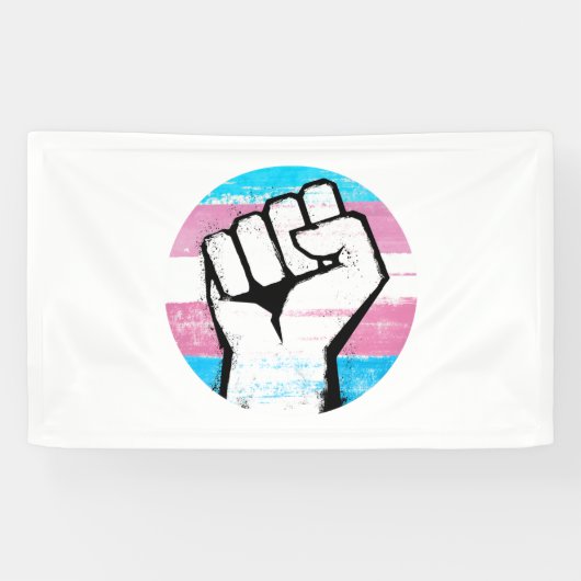 Trans trots vuist cirkel print spandoek (Horizontaal)