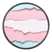 trans vlag gescheurd ontwerp op hockey puck (Voorkant)