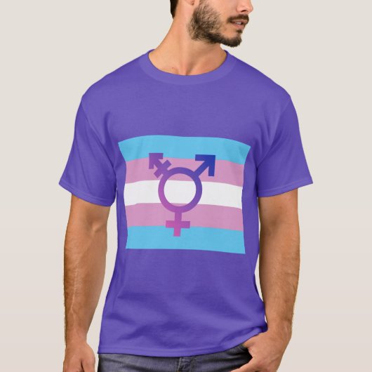 TRANS VLAG ORIGINEEL MET SYMBOOL T-SHIRT (Voorkant)