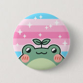 Trans Vrouwelijke LGBT Pride Flag Frog Button (Voorkant)
