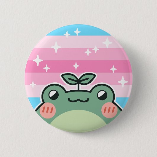 Trans Vrouwelijke LGBT Pride Flag Frog Button (Voorkant)