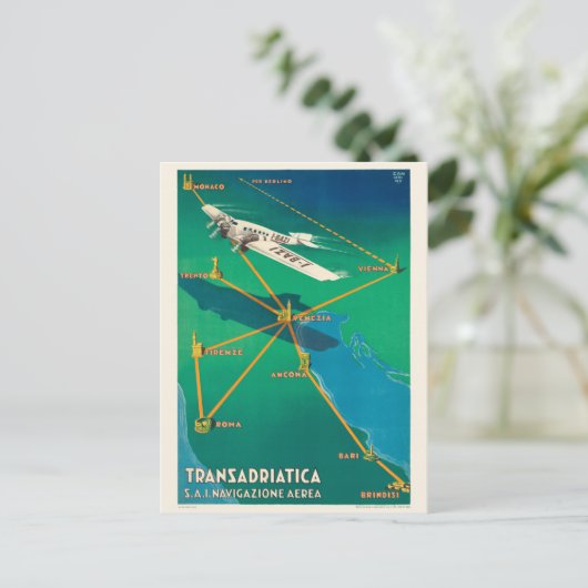 Transadriatica Italy Vintage Poster 1931 Briefkaart (Staand voorkant)