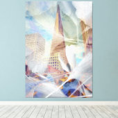 TransAmerica met Gingko Leaves Overlay Canvas Afdruk (Insitu (Houten vloer))