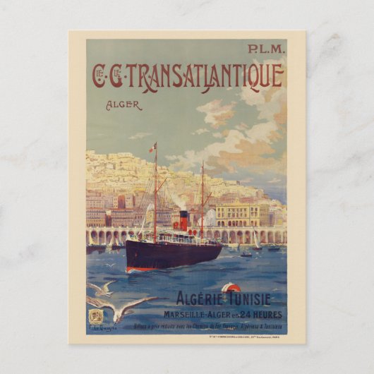 Transatlantique Alger Vintage Poster 1901 Briefkaart (Voorkant)