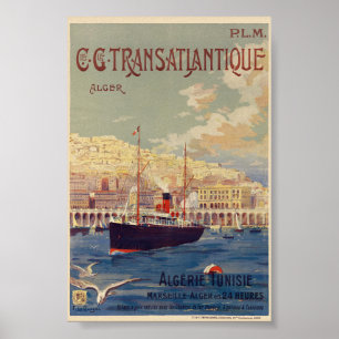 Transatlantisch Algerijns vintage poster 1901