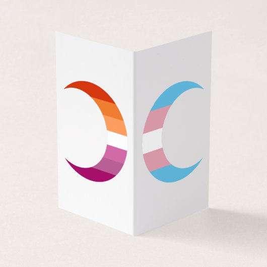 Transbian Pride Crescent Moons Greeting Card Visitekaartje (Buitenkant)