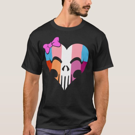 Transbian Pride Skully Unisex T-shirt (Voorkant)