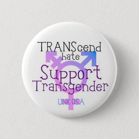 "TRANScend Hate" — Transgender Button (Voorkant)