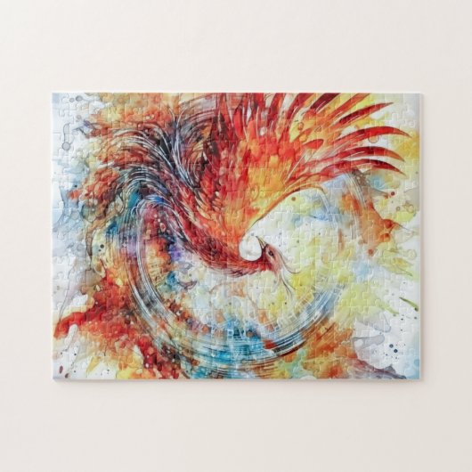 Transcendente Waterverf Phoenix Shield Puzzel Legpuzzel (Horizontaal)