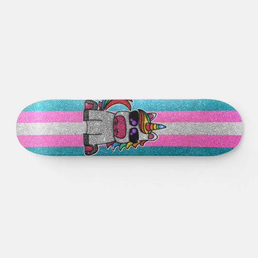 Transexual Pride Flag LGBT Glitter Rainbow Unicorn Persoonlijk Skateboard (Horizontaal)