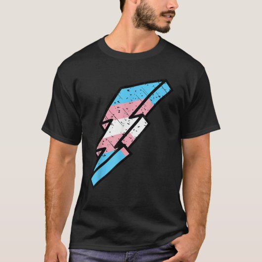 Transexual Pride Lightning Bolt Schattigee Trans L T-shirt (Voorkant)