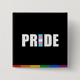 TRANSEXUELE VLAG VOOR PRIDWORD VIERKANTE BUTTON 5,1 CM
