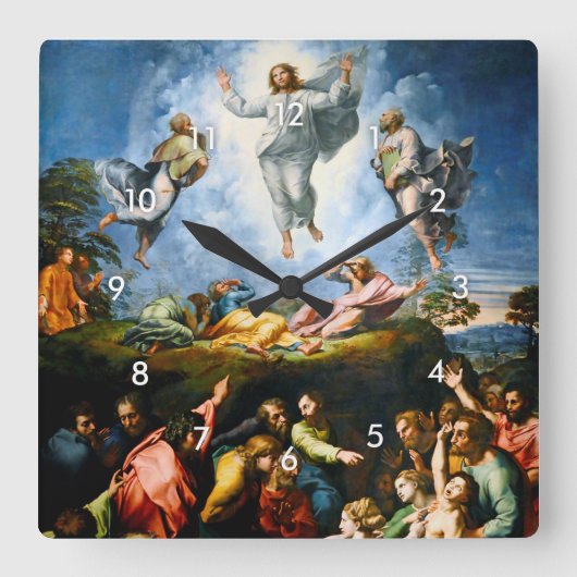 Transfiguratie, Raphael Square Wall Clock Vierkante Klok (Voorkant)
