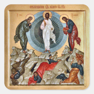 Transfiguratie van Christus Orthodoxe Christelijke Vierkante Sticker