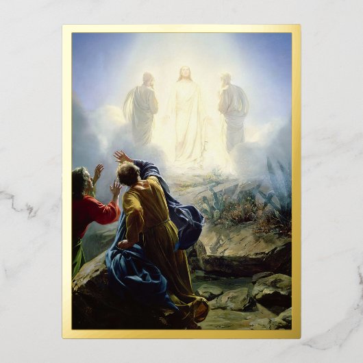 Transfiguratie van Jezus, religieus Folie Feestdagen Briefkaart (Voorkant)