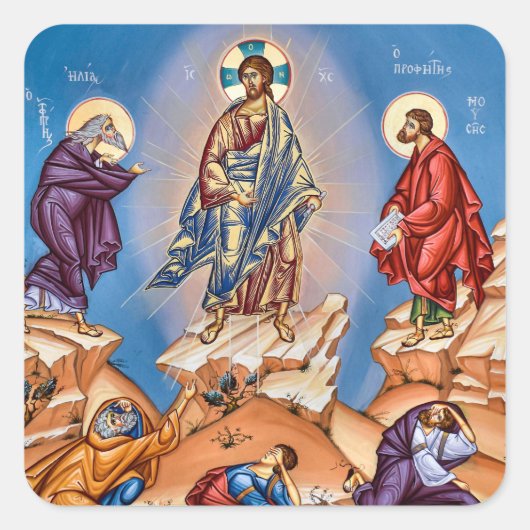 Transfiguration Orthodox Christian Icon Vierkante Sticker (Voorkant)
