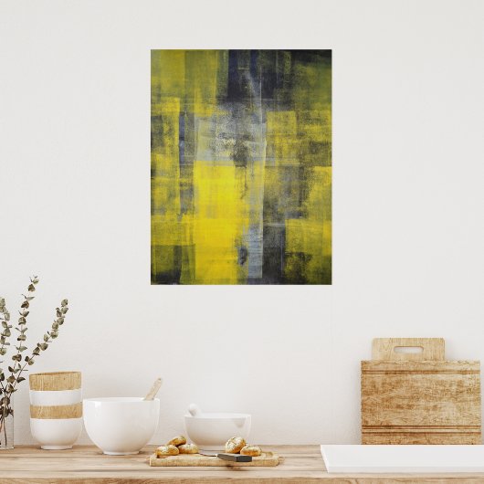 'Transform' zwart en geel Abstract afdrukken Poster (Keuken)