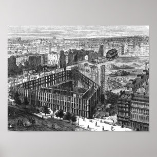 Transformatie Parijs: Gebouw in 1861 Poster