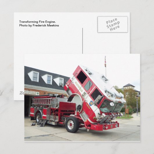 Transformatie van de brandweermotor briefkaart (Voorkant / Achterkant)