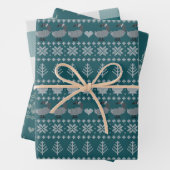 Transformatief Teal - Fair Isle - Vakantie Inpakpapier Vel (In situ)