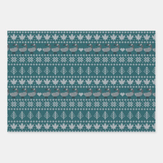 Transformatief Teal - Fair Isle - Vakantie Inpakpapier Vel