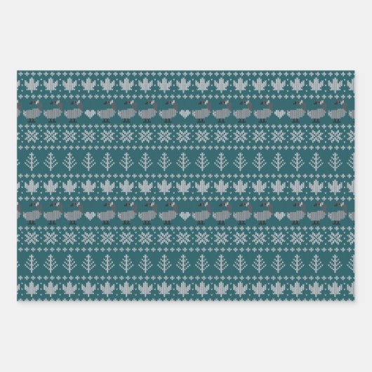 Transformatief Teal - Fair Isle - Vakantie Inpakpapier Vel (Voorkant)