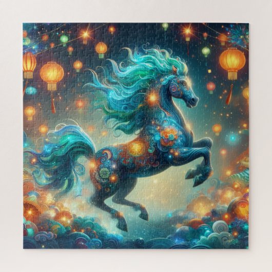 Transformatief Turkoois Paard Legpuzzel (Verticaal)