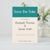 Transformatief Turquoise Modern Hedendaags Huweli Save The Date (Staand voorkant)