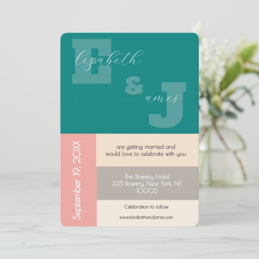 Transformatief Turquoise Modern Script Bruiloft Kaart (Staand voorkant)
