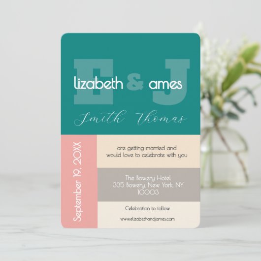 Transformatief Turquoise Modern Script Bruiloft Kaart (Staand voorkant)