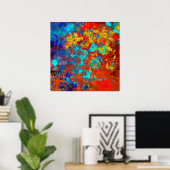 Transformaties XXI Blue Red Blauwgroen Abstract Poster (Thuiskantoor)