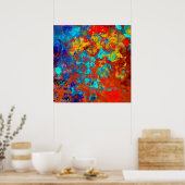 Transformaties XXI Blue Red Blauwgroen Abstract Poster (Keuken)