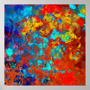 Transformaties XXI Blue Red Blauwgroen Abstract Poster