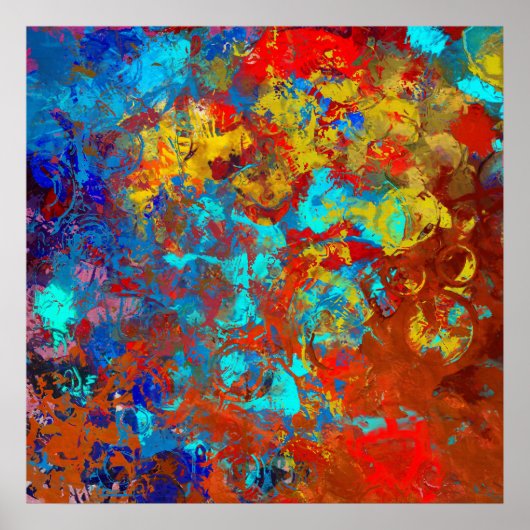 Transformaties XXI Blue Red Blauwgroen Abstract Poster (Voorkant)