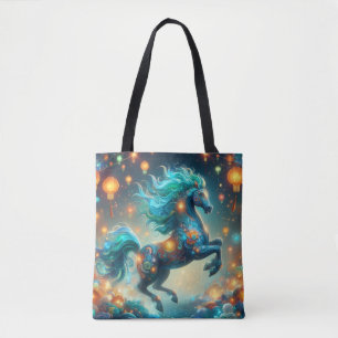 Transformationeel Teal Paard Tote Bag