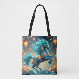 Transformationeel Teal Paard Tote Bag