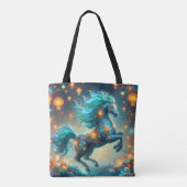 Transformationeel Teal Paard Tote Bag (Achterkant)