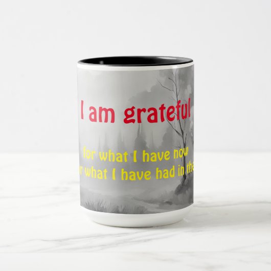 Transformationele mantra waar ik dankbaar voor ben mok (Midden)