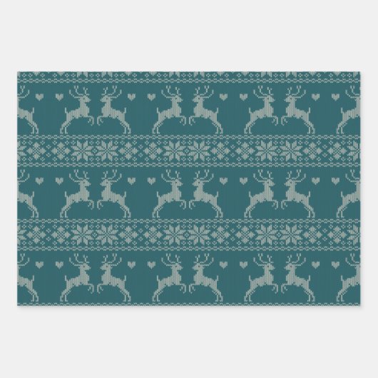 Transformative Teal - Fair Isle - Holiday Inpakpapier Vel (Voorkant 2)
