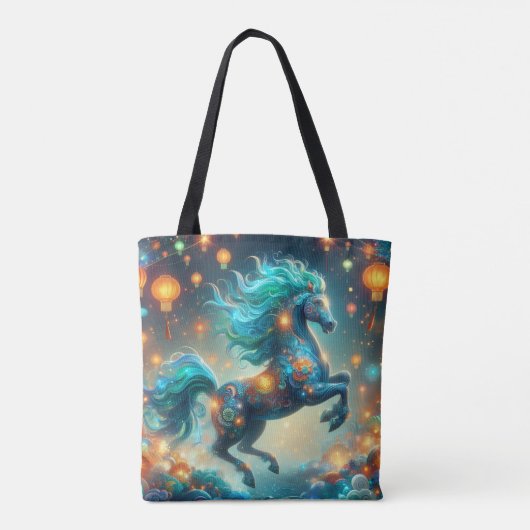 Transformative Teal Horse Tote Bag (Achterkant)