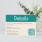 Transformative Teal Modern  Contemporary Wedding Informatiekaartje (Staand voorkant)