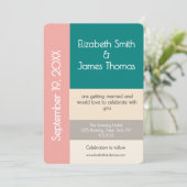 Transformative Teal Modern  Contemporary Wedding Kaart (Staand voorkant)